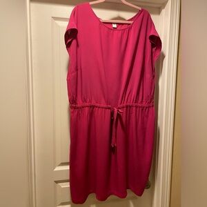 Old Navy, size 3X, fuchsia, short sleeved, drawstring waist dress.